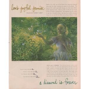DeBeers Diamonds Magazine Advertisement 1960 Vtg Diamond is Forever Engagement